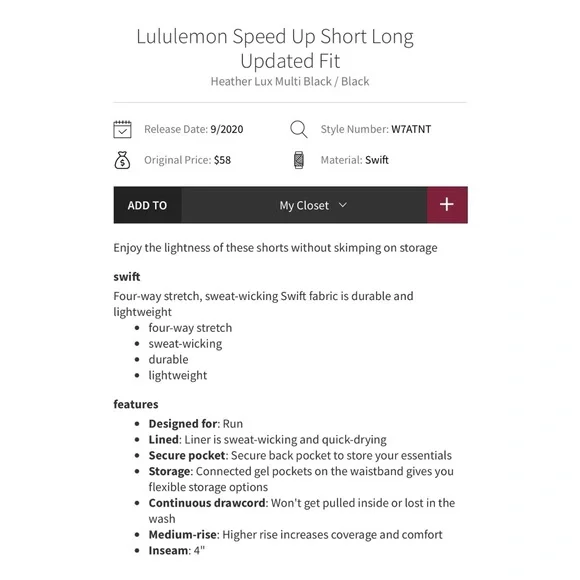 ★ Lululemon Speed Up Short Long Updated Fit - Heather Lux Multi Black ★ - Picture 16 of 17